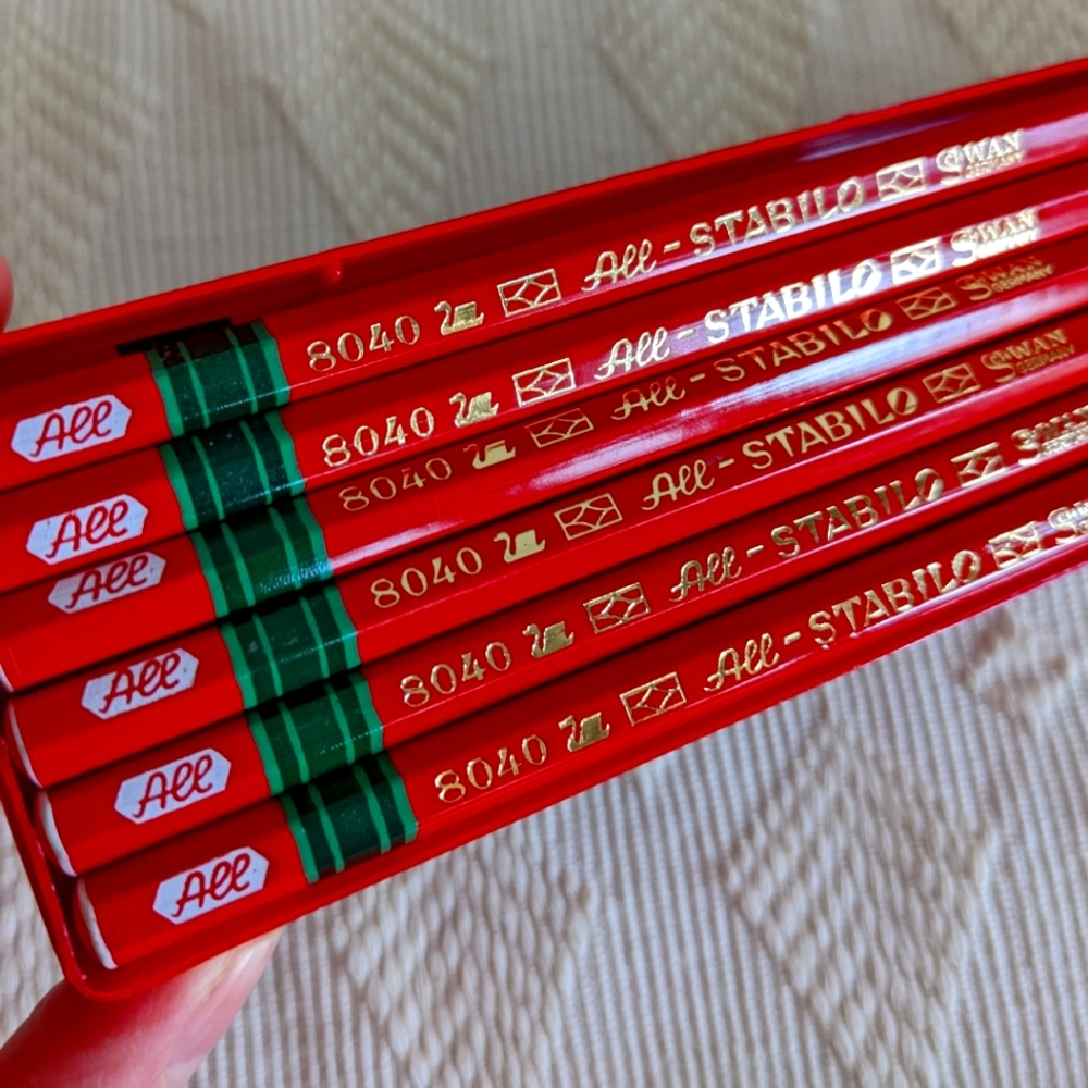 Vintage pencils Schwan Stabilo All surface pencils in red - set of 12 in case